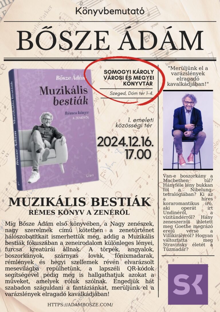 Bősze Ádám Muzikális bestiák – Rémes könyv a zenéről című könyvének bemutatója